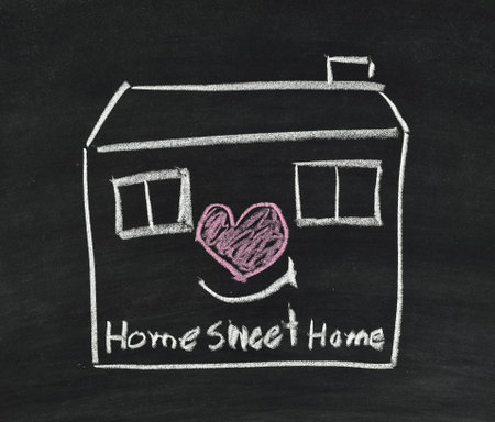 home sweet home written on blackboardの写真素材