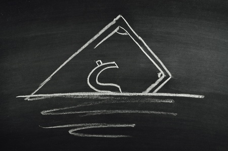 banknote written on blackboardの写真素材