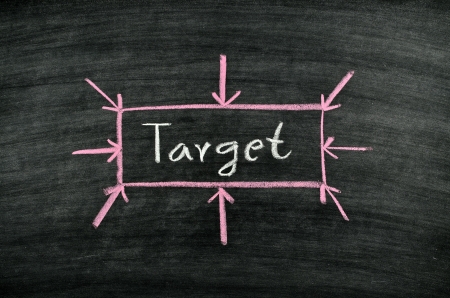 the word target written on blackboardの写真素材