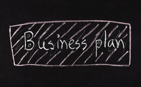 "BUSINESS plan" written on blackboardの写真素材