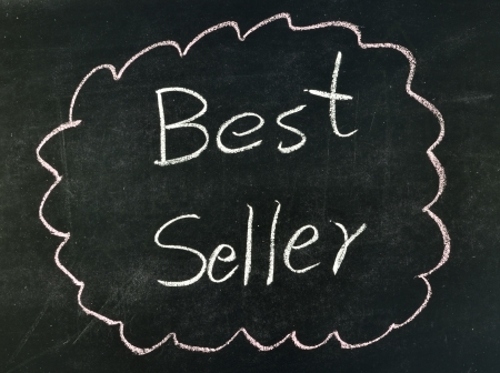 best seller written on blackboardの写真素材