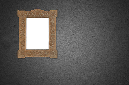 wooden picture frame on grunge textureの写真素材