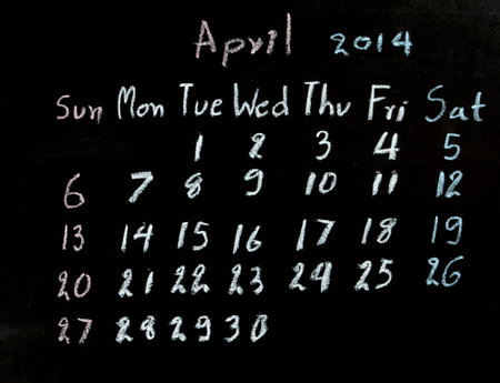 calendar "april 2014" on a blackboard の写真素材