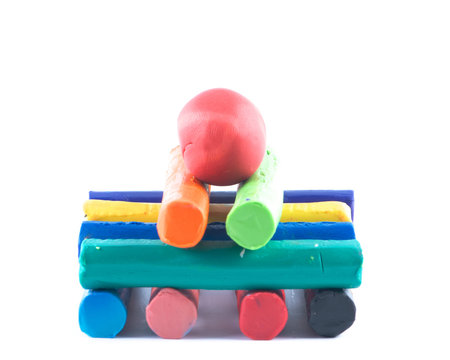 set of colorful Modeling clay design on white background
