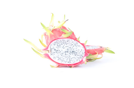 dragon fruit on white backgroundの写真素材