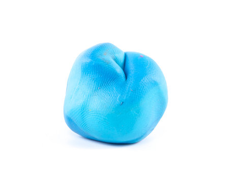 blue modeling clay or plasticine on white backgroundの写真素材