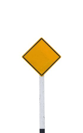 blank road sign on white background,isolated with clipping pathの写真素材
