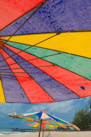 close up umbrella texture on beachの写真素材