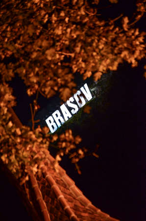 Brasov sign at nightのeditorial素材