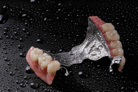 Dental prosthesis on dark background
