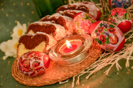 Romanian traditional Easter tableの写真素材
