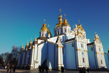 Kyiv Ukraine - 26 12 2018: St. Michaels Golden-Domed Monastery, famous church complex