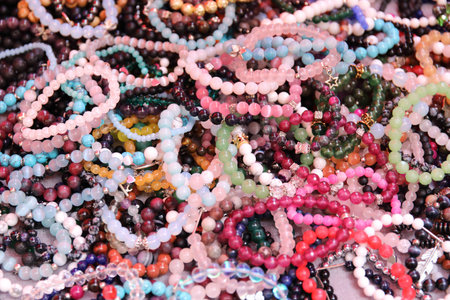 Stack of stone bracelet,Jewelry with natural semiprecious stones braceletsの写真素材