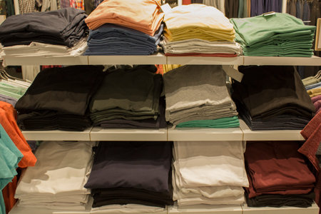 Man casual clothes hanging in the store. Season sale