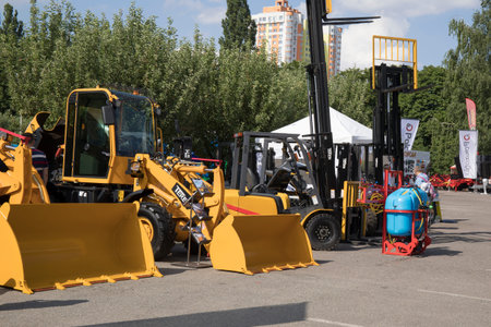 Kyiv/Ukraine - 14 June 2019: Modern agricultural machinery exhibition.