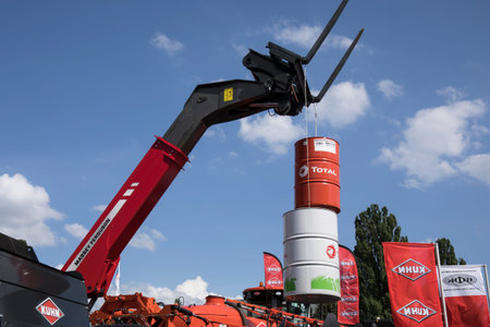 Kyiv/Ukraine - 14 June 2019: Modern agricultural machinery exhibition.