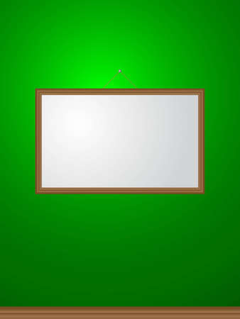 picture frame on green wallのイラスト素材
