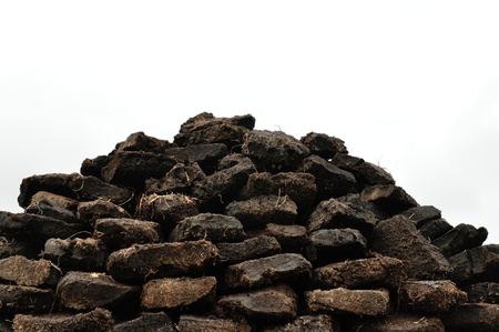 Pile of peat digging on Harris, Scotlandの写真素材