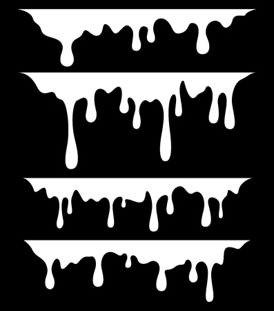 white dripping paint, on black backgroundのイラスト素材