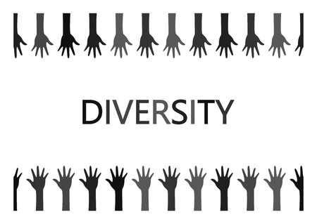Diversity concept design, hands up and downのイラスト素材
