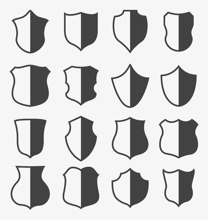 Set of shields on light grey backgroundのイラスト素材
