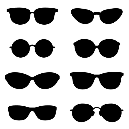 Set of black sunglasses for background, promotion, sale, template, banner, flayer, poster and otherのイラスト素材
