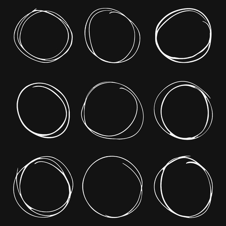 Set of hand drawn circles on gray backgroundのイラスト素材