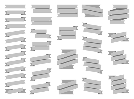 Set of gray ribbon on white backgroundのイラスト素材