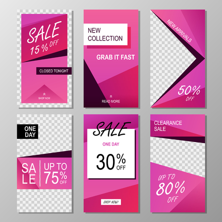 Set of stories sale banner background, pack for creating your unique contentのイラスト素材