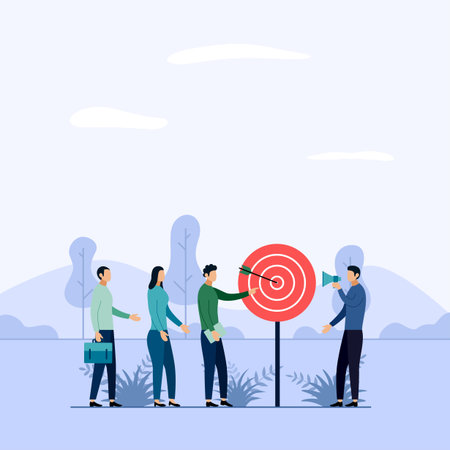 Target business teamwork, arrow hitting a target, business concept vector illustrationのイラスト素材