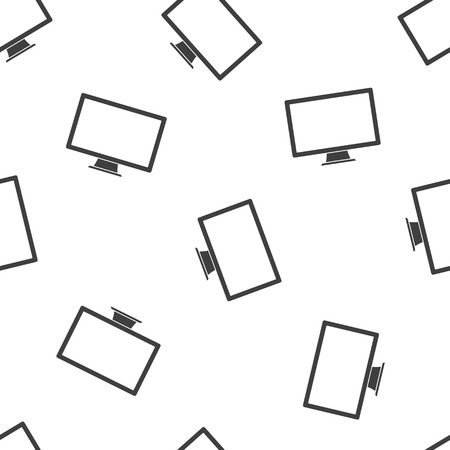 Seamless pattern with monitor on white background, vector illustrationのイラスト素材