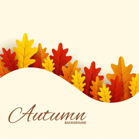 Frame with red, orange and yellow autumn leaves, vector illustrationのイラスト素材