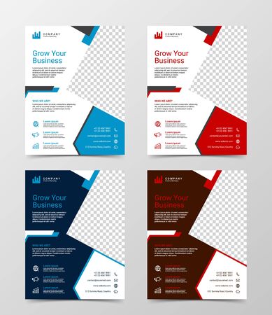 Modern business flyer design template set, vector illustrationのイラスト素材