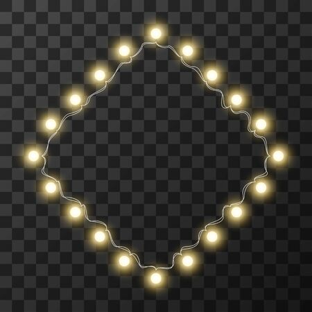 Christmas lights isolated on transparent background, vector illustrationのイラスト素材