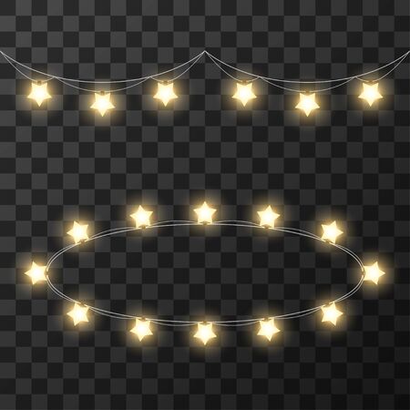Christmas lights isolated on transparent background, vector illustrationのイラスト素材