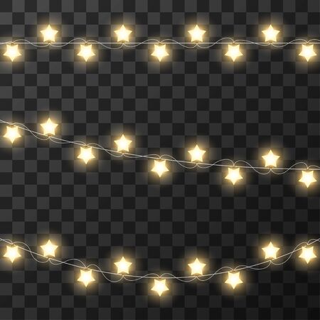 Christmas lights isolated on transparent background, vector illustrationのイラスト素材