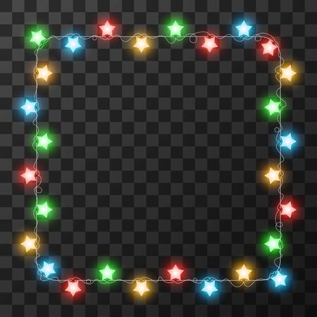 Christmas lights isolated on transparent background, vector illustrationのイラスト素材