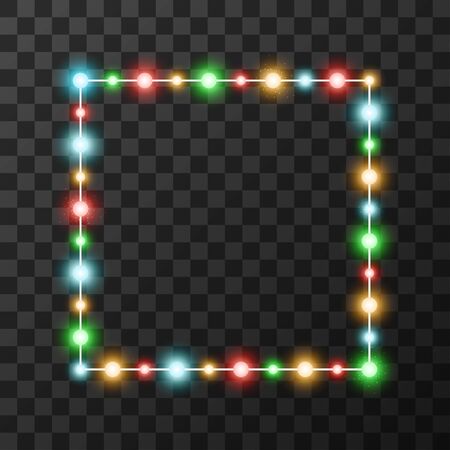 Christmas lights isolated on transparent background, vector illustrationのイラスト素材