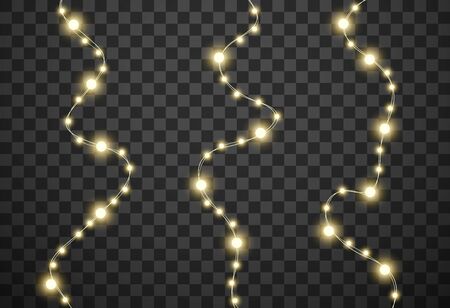 Christmas lights isolated on transparent background, vector illustrationのイラスト素材