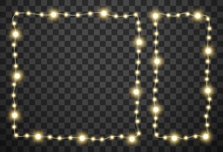 Christmas lights isolated on transparent background, vector illustrationのイラスト素材