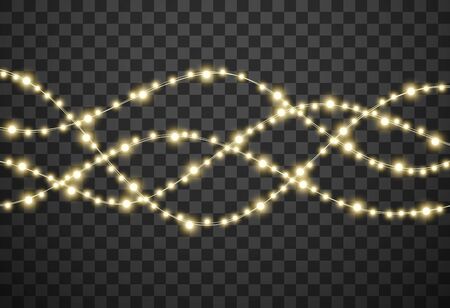 Christmas lights isolated on transparent background, vector illustrationのイラスト素材