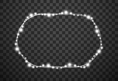 Frame with christmas lights isolated on transparent background, vector illustrationのイラスト素材
