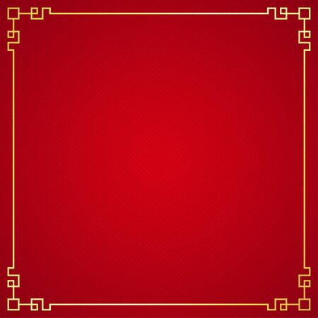 Oriental chinese border ornament on red background, vector illustrationのイラスト素材
