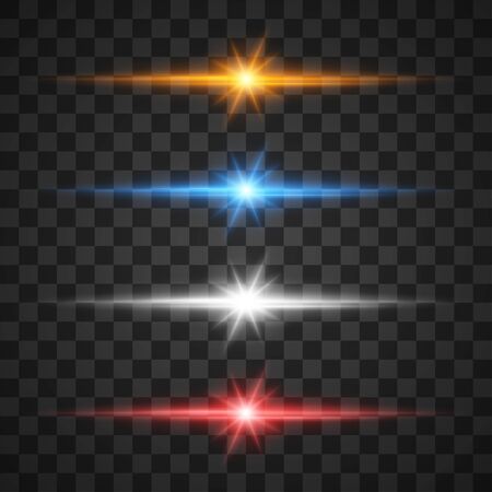 Glowing light effects, star burst with sparkles on transparent backgroundのイラスト素材
