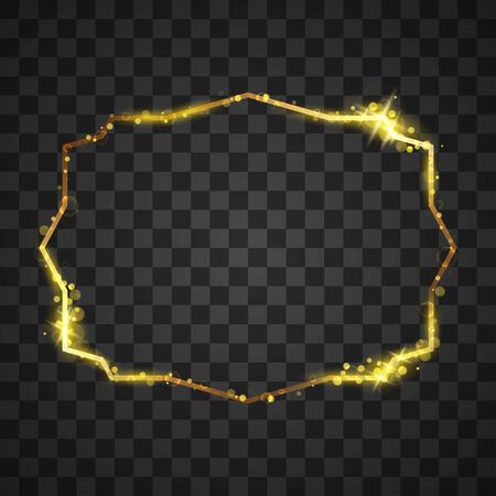 Golden frame with lights effects on transparent backgroundのイラスト素材