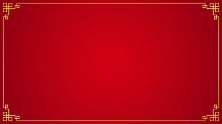 Oriental chinese border ornament on red background, vector illustrationのイラスト素材