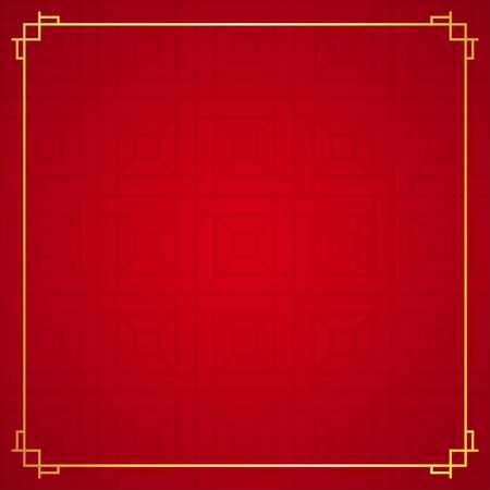 Oriental chinese border ornament on red background, vector illustrationのイラスト素材