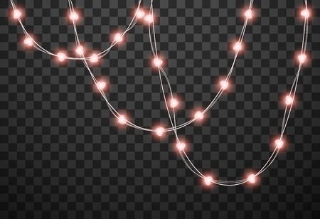 Hearts light bulbs isolated on transparent background, vector illustrationのイラスト素材