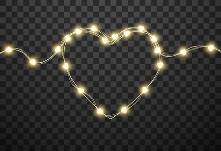 Hearts light bulbs isolated on transparent background, vector illustrationのイラスト素材