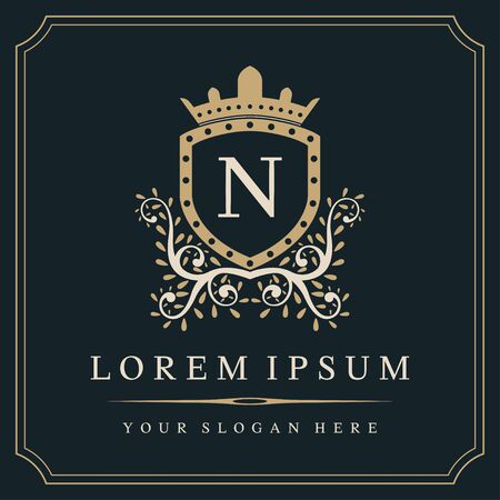 Luxury monogram logo template, letter N logo design, vector illustrationのイラスト素材